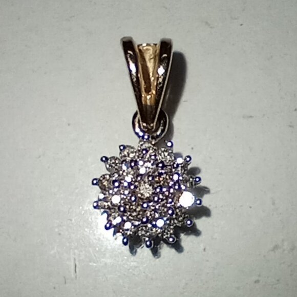 14Kt Two-Tone Gold ¼-Carat Diamond Cluster Pendant - Picture 1 of 4